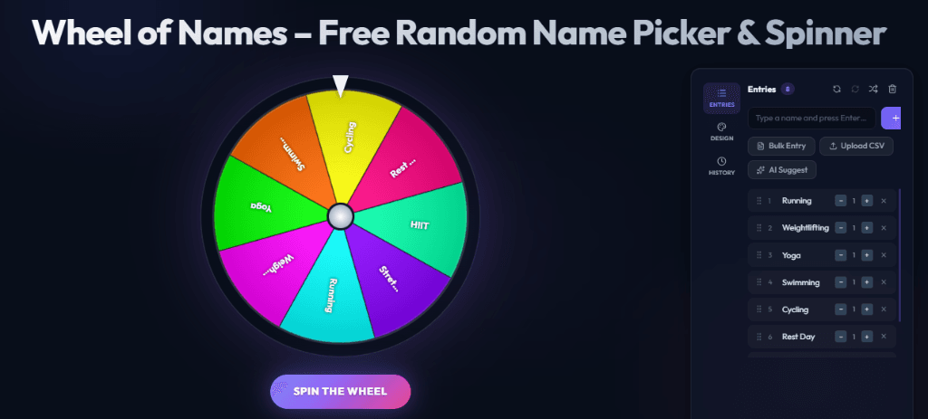 Wheel of Names in Action - Free Random Name Picker and Spinner deciding a winner